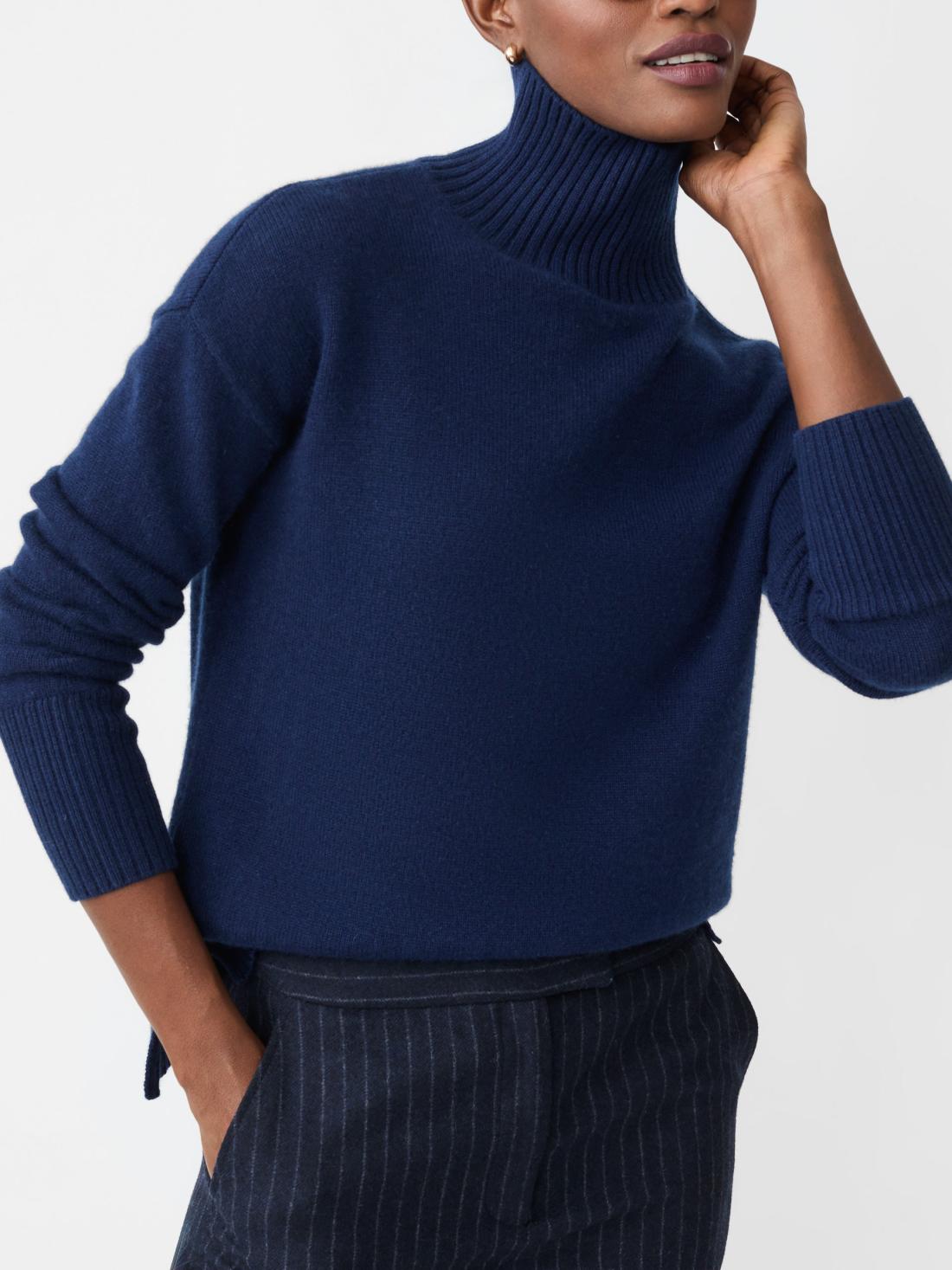 J.McLaughlin Dina Cashmere Turtleneck Classic Navy | Women Sweaters