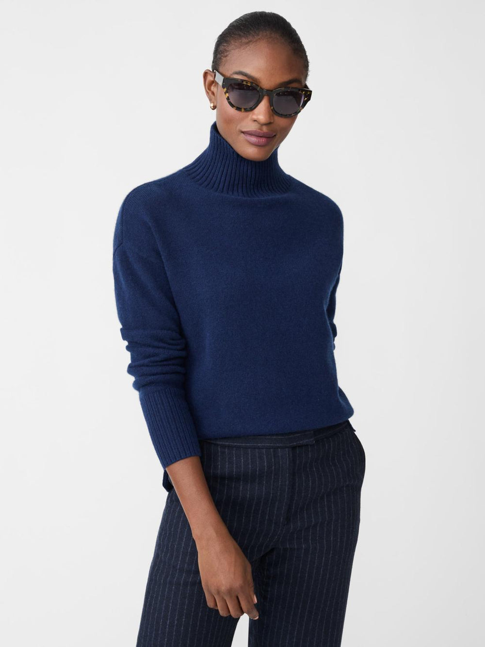 J.McLaughlin Dina Cashmere Turtleneck Classic Navy | Women Sweaters