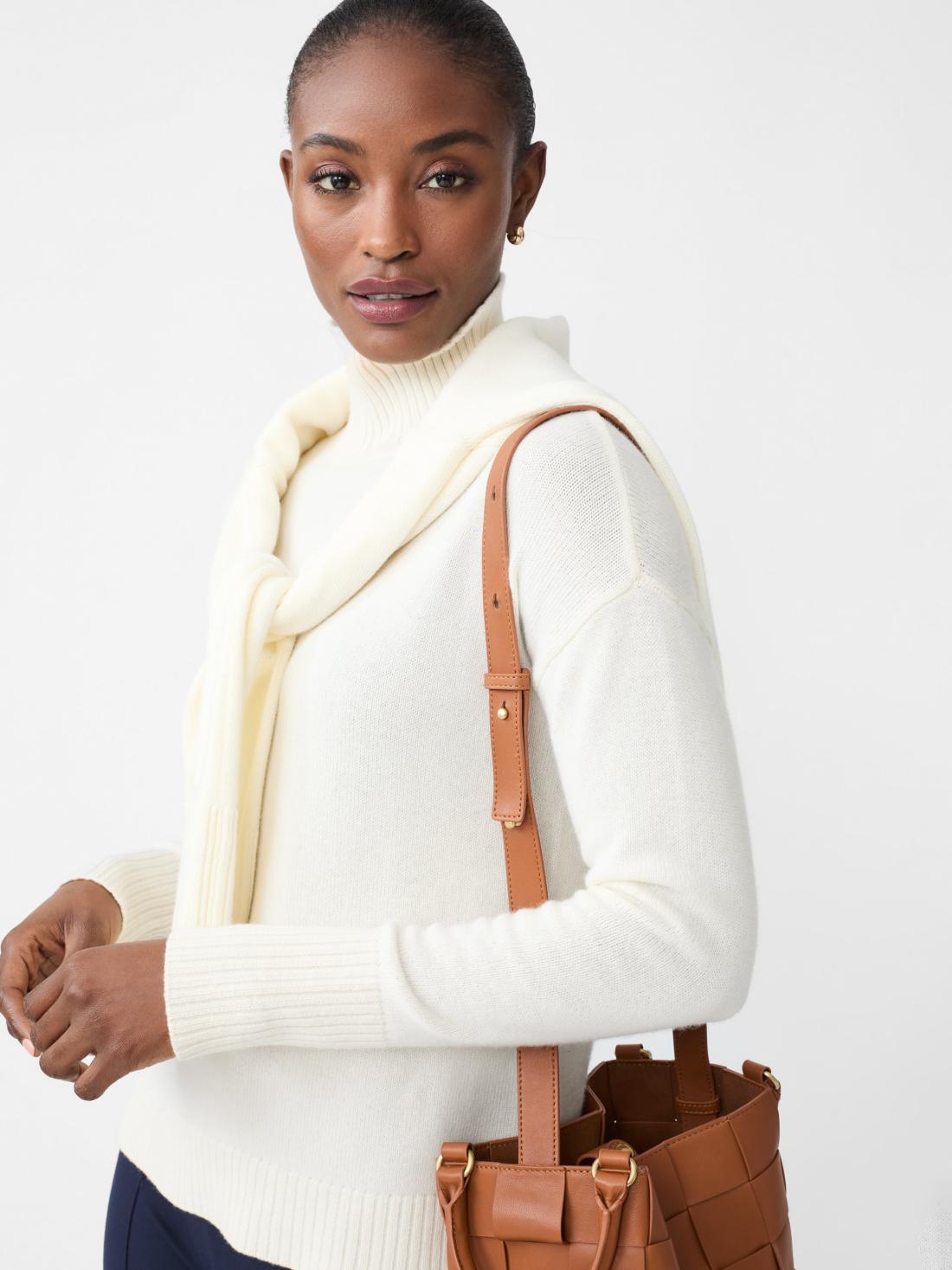 J.McLaughlin Dina Cashmere Turtleneck Ivory | Women Sweaters