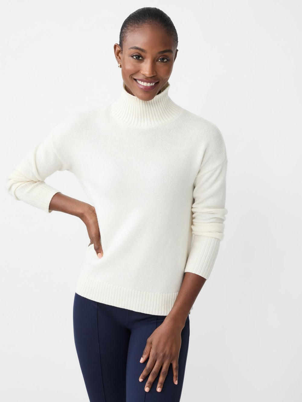 J.McLaughlin Dina Cashmere Turtleneck Ivory | Women Sweaters