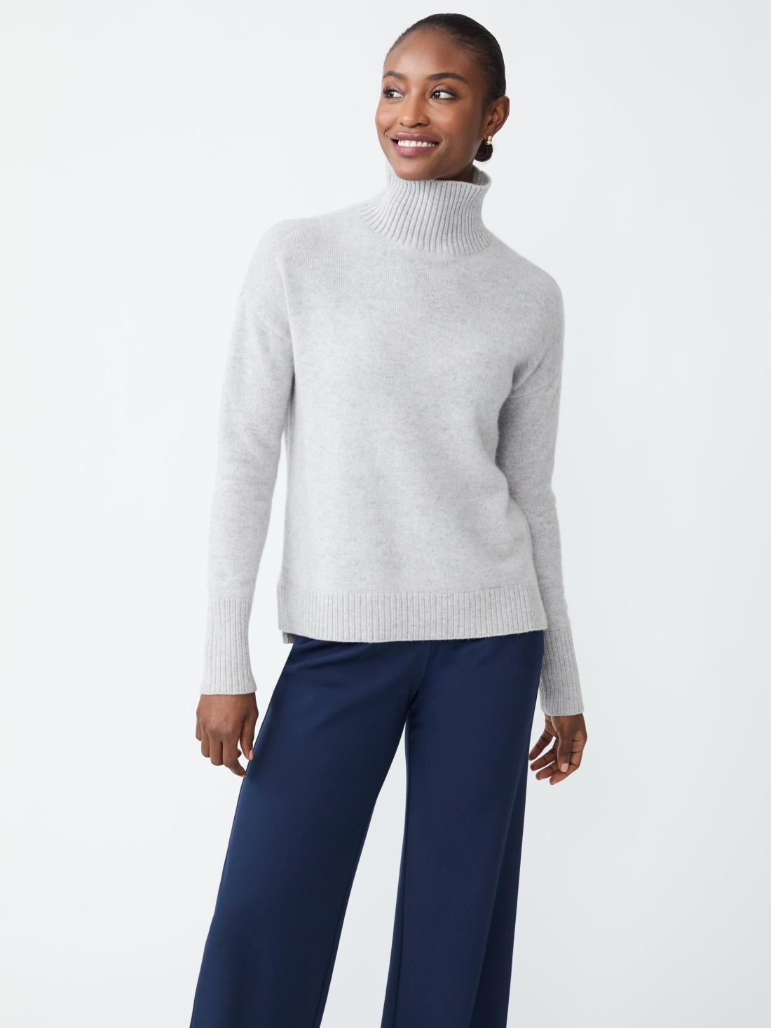 J.McLaughlin Dina Cashmere Turtleneck Light Heather Gray | Women Sweaters