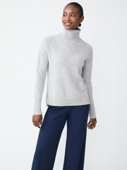 J.McLaughlin Dina Cashmere Turtleneck Light Heather Gray | Women Sweaters