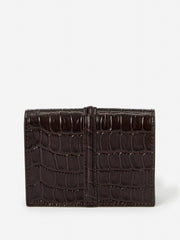 J.McLaughlin Dinah Leather Card Holder In Crocodile Dark Brown | Women Shoes &amp; Accessories