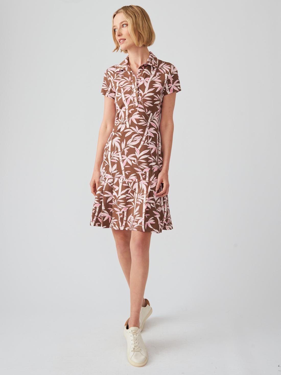 J.McLaughlin Dorte Dress In Bamboo Grove Brown/pink | Women Dresses