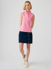 J.McLaughlin Durham Sleeveless Ruffle Top In Abstract Memo Pink/light Pink | Women Shirts &amp; Tops