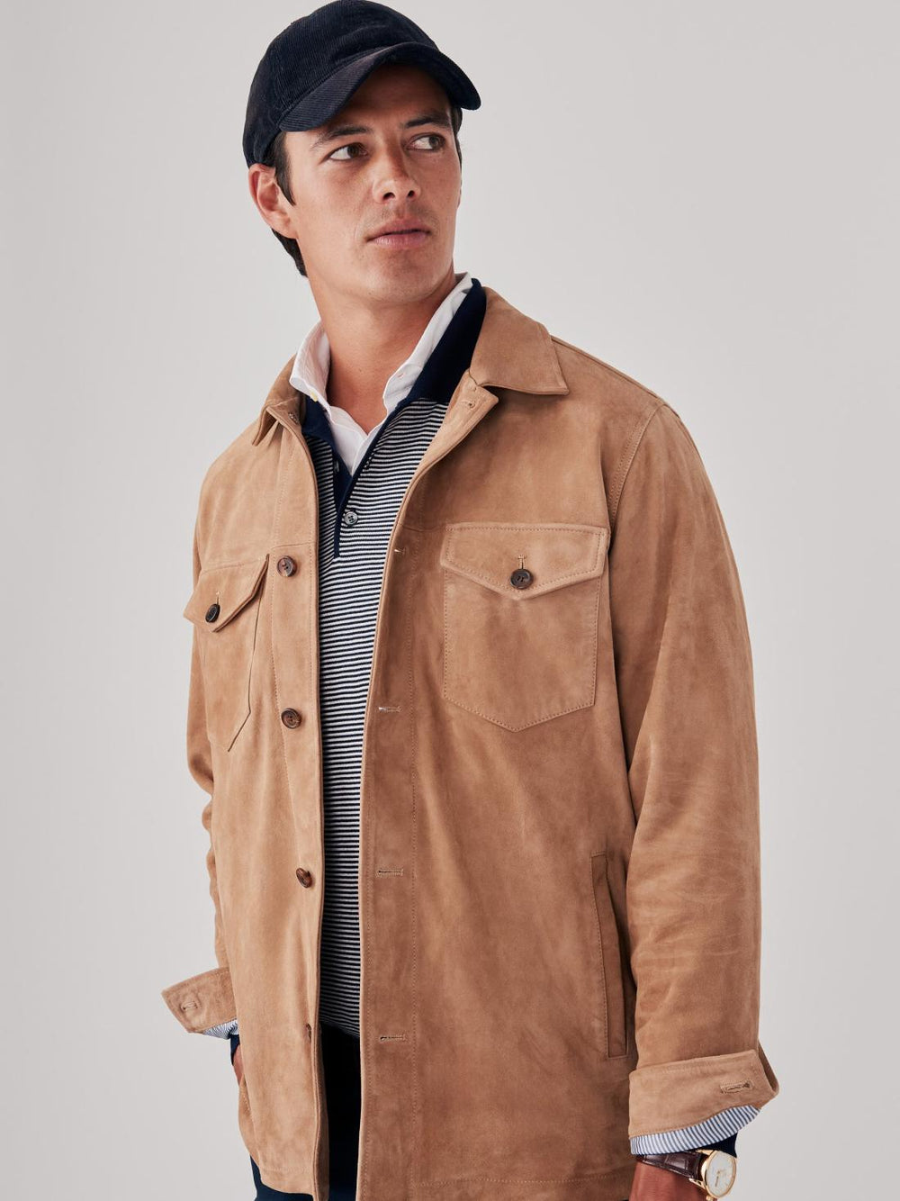 J.McLaughlin Fieldston Suede Jacket Fawn | Men Jackets &amp; Sport Coats