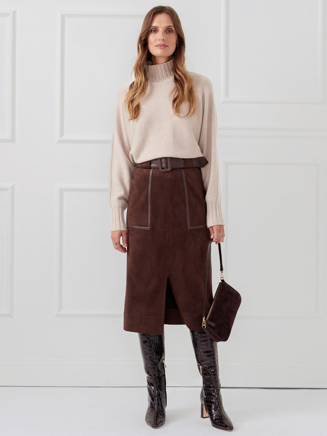 J.McLaughlin Finnian Faux Suede Skirt Mocha | Women Skirts