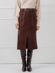 J.McLaughlin Finnian Faux Suede Skirt Mocha | Women Skirts