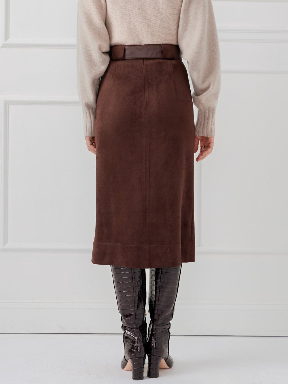 J.McLaughlin Finnian Faux Suede Skirt Mocha | Women Skirts