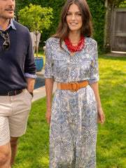 J.McLaughlin Freda Dress In Paisley Flourish Off White/dark Blue | Women Dresses