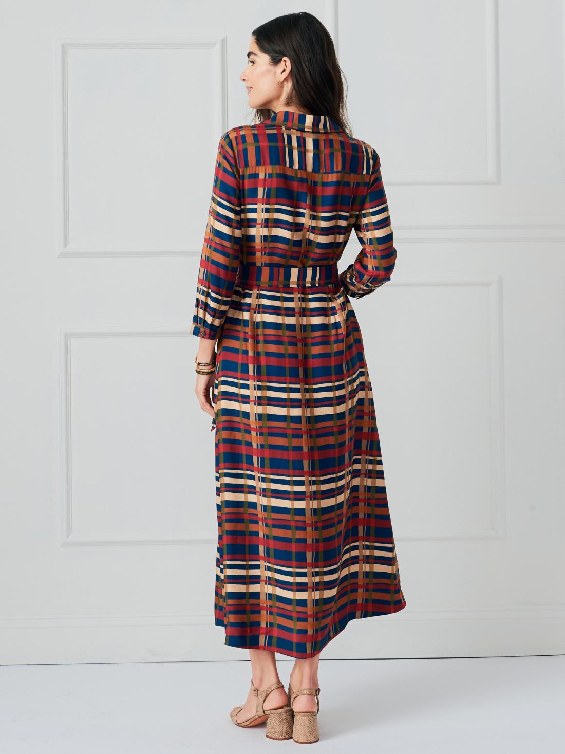 J.McLaughlin Freda Dress In Plaid Flourish Navy/multi | Women Dresses