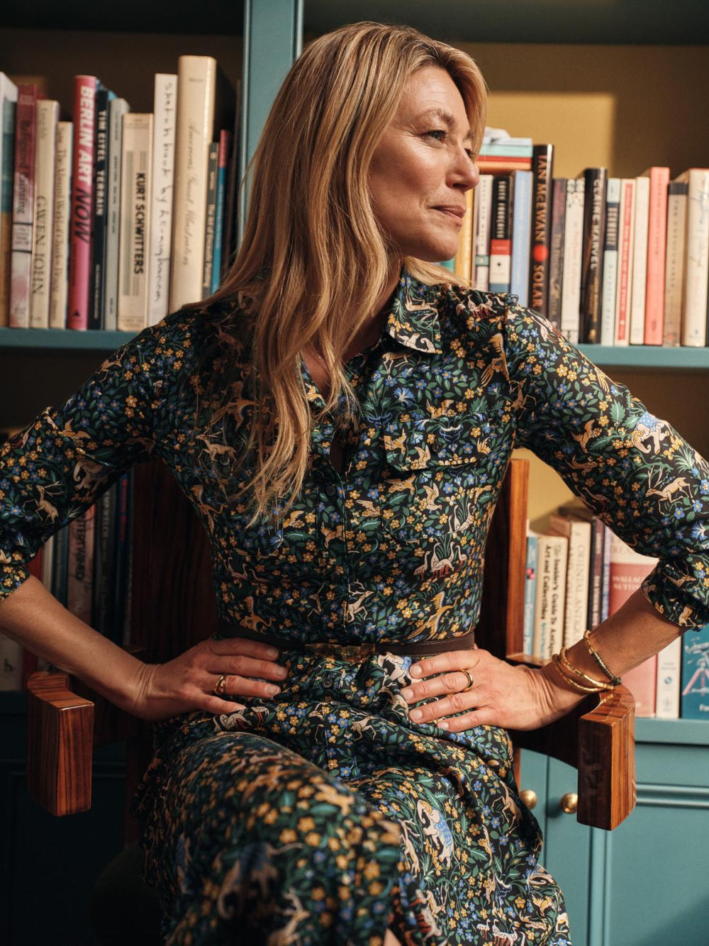 J.McLaughlin Freda Dress In Savanna Blooms Black/green/yellow | Women Dresses