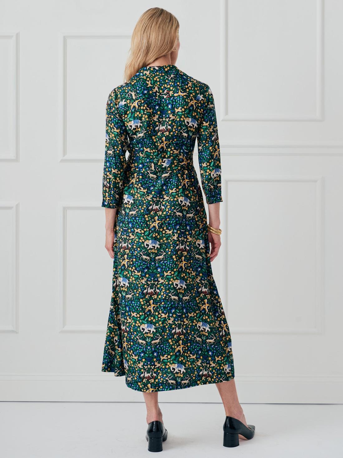 J.McLaughlin Freda Dress In Savanna Blooms Black/green/yellow | Women Dresses