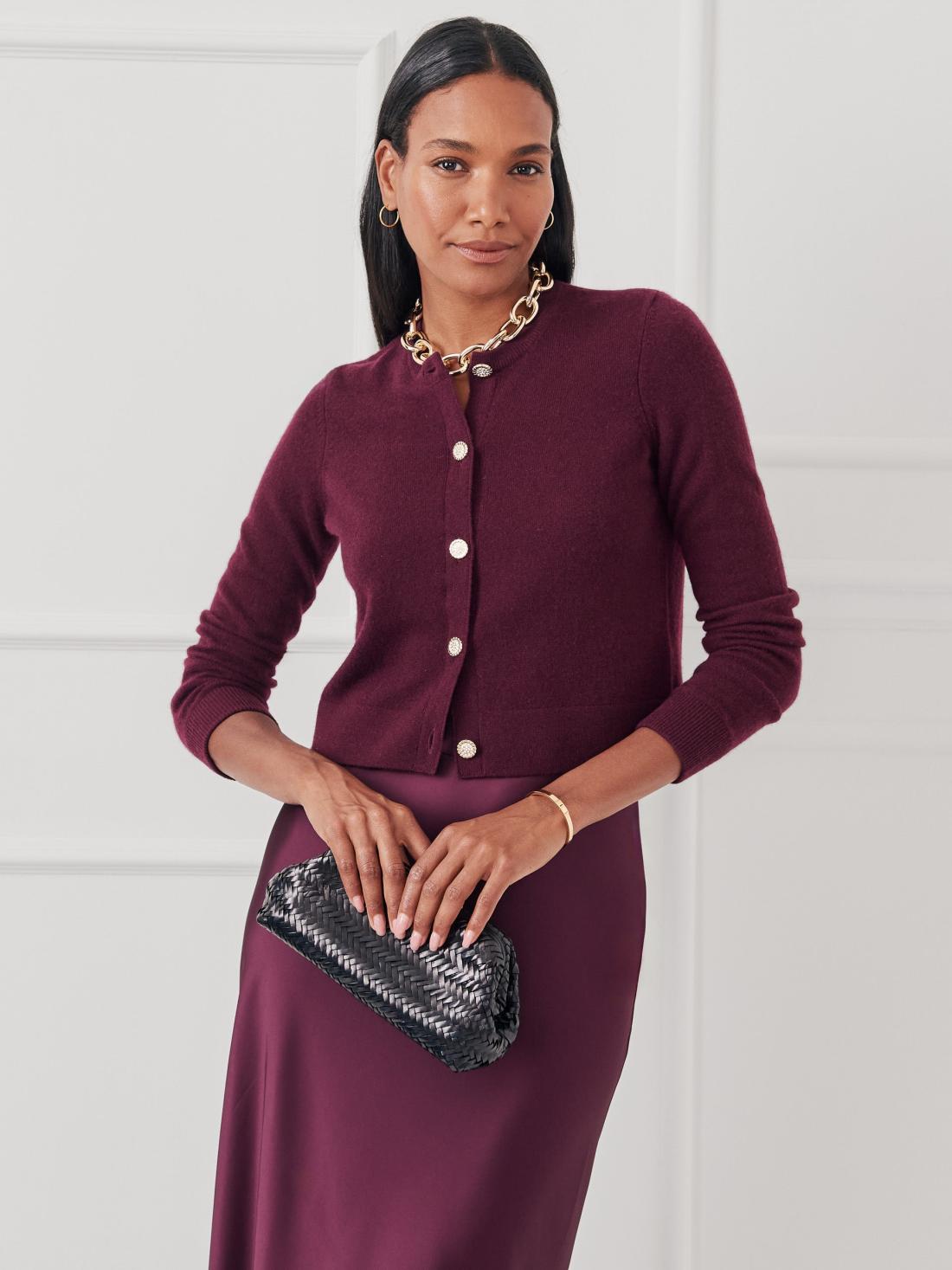 J.McLaughlin Gideon Cashmere Cardigan Heather Wine | Women Sweaters