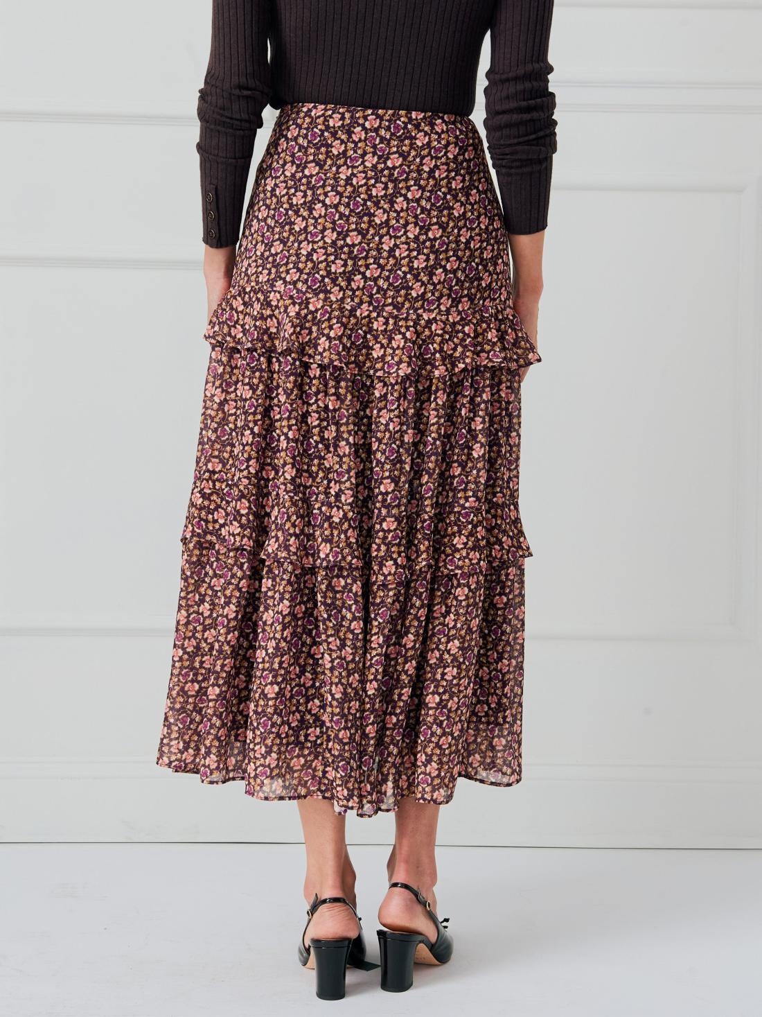 J.McLaughlin Giulia Skirt In Flower Market Plum/purple/off White | Women Skirts