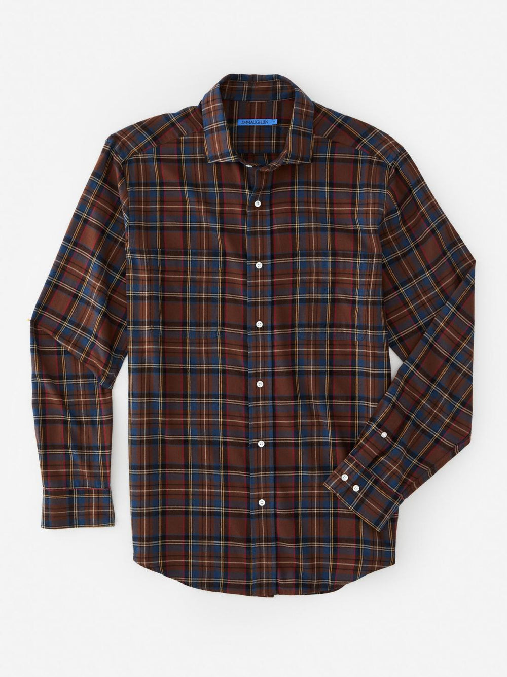 J.McLaughlin Glenmere Classic Fit Flannel Shirt In Plaid Brown/red/gold/blue | Men Shirts