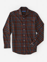 J.McLaughlin Glenmere Classic Fit Flannel Shirt In Plaid Brown/red/gold/blue | Men Shirts