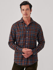 J.McLaughlin Glenmere Classic Fit Flannel Shirt In Plaid Brown/red/gold/blue | Men Shirts