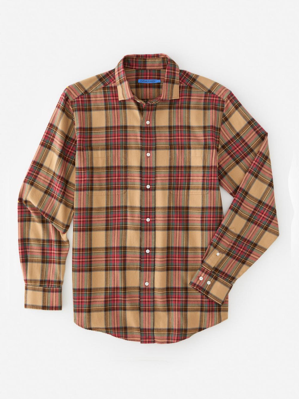 J.McLaughlin Glenmere Classic Fit Flannel Shirt In Plaid Red/beige/green | Men Shirts