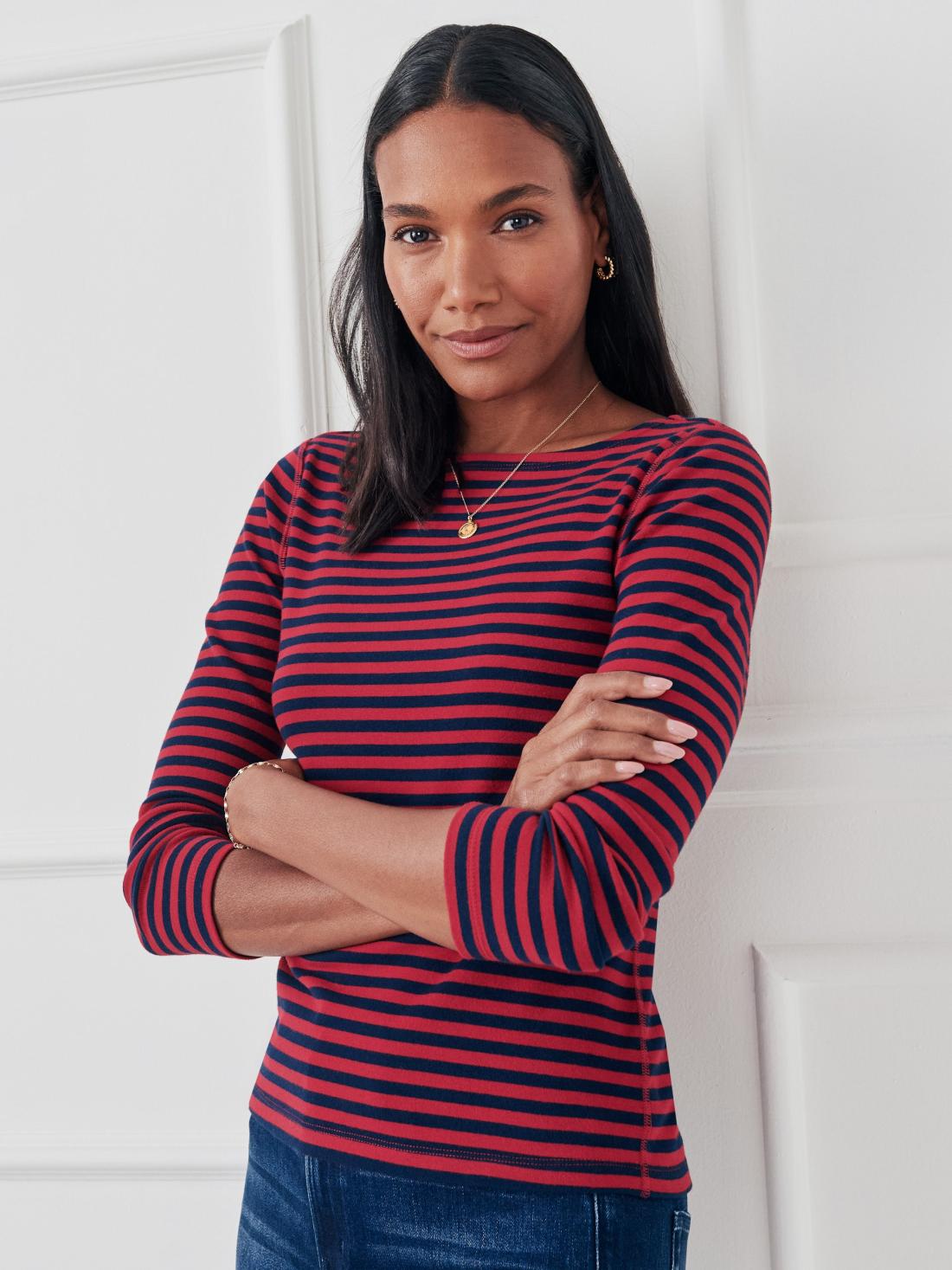 J.McLaughlin Goldie Tee In Stripe Navy/maple | Women Shirts &amp; Tops