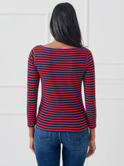 J.McLaughlin Goldie Tee In Stripe Navy/maple | Women Shirts &amp; Tops