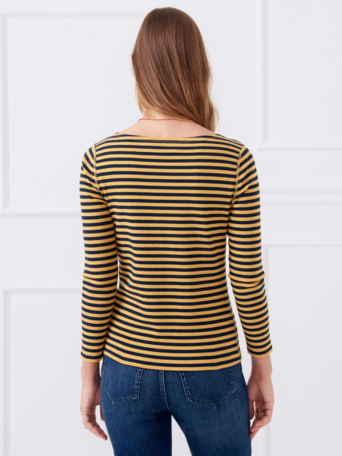 J.McLaughlin Goldie Tee In Stripe Navy/marigold | Women Shirts &amp; Tops