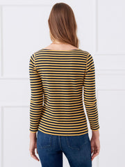 J.McLaughlin Goldie Tee In Stripe Navy/marigold | Women Shirts &amp; Tops
