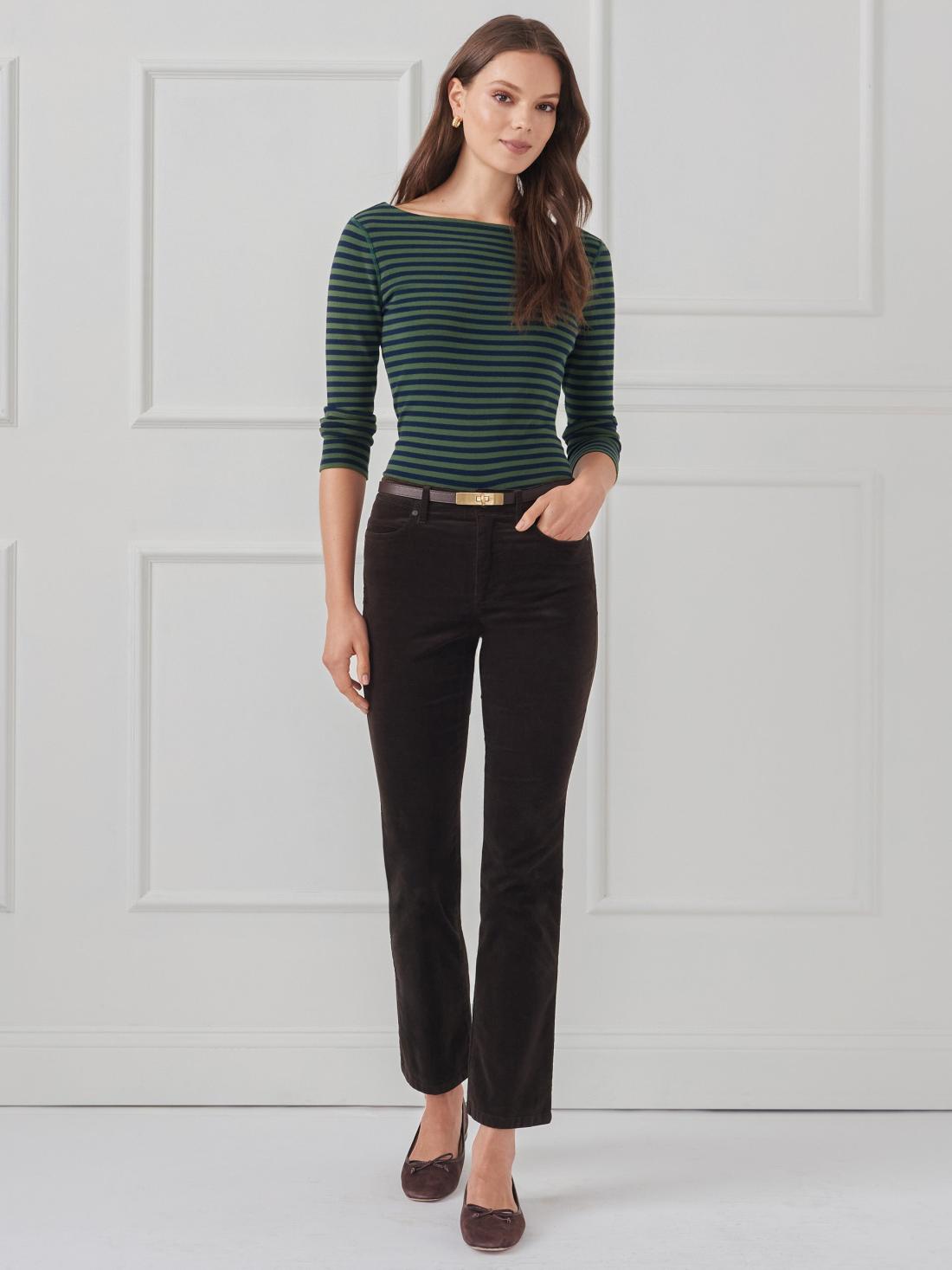 J.McLaughlin Goldie Tee In Stripe Navy/olive | Women Shirts &amp; Tops