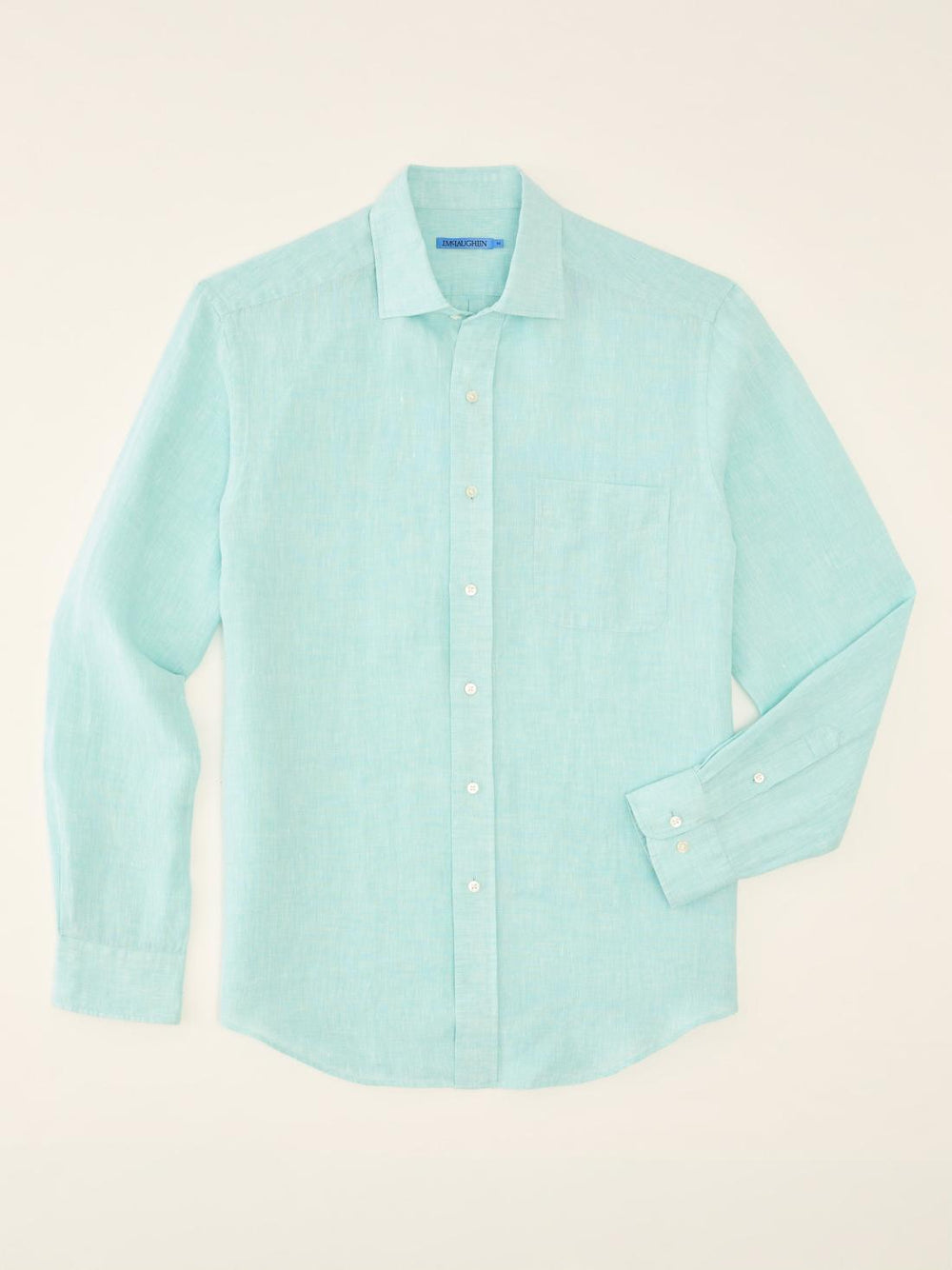 J.McLaughlin Gramercy Classic Fit Linen Shirt Aqua | Men Shirts