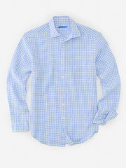 J.McLaughlin Gramercy Classic Fit Linen Shirt In Gingham Blue/white | Men Shirts