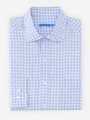 J.McLaughlin Gramercy Classic Fit Linen Shirt In Gingham Blue/white | Men Shirts