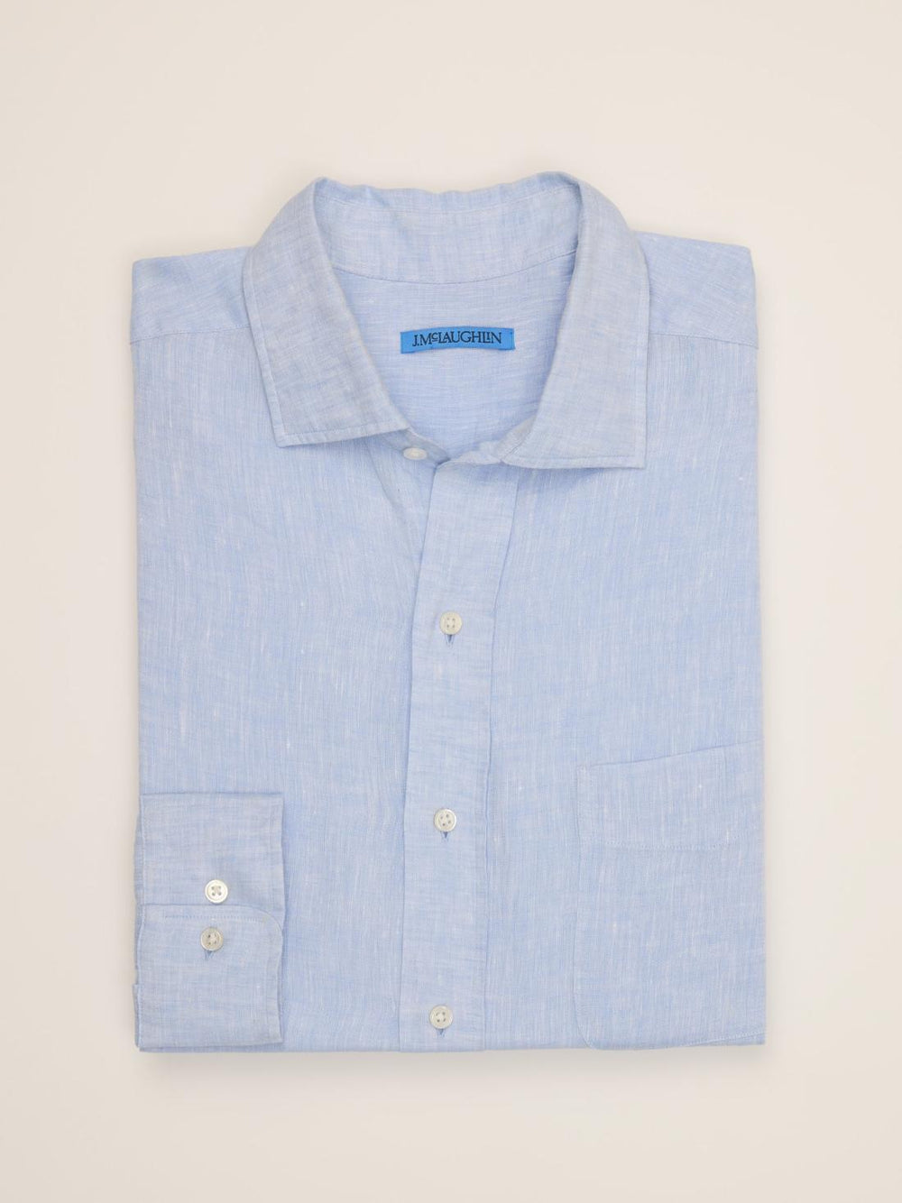 J.McLaughlin Gramercy Classic Fit Linen Shirt Light Denim Blue | Men Shirts