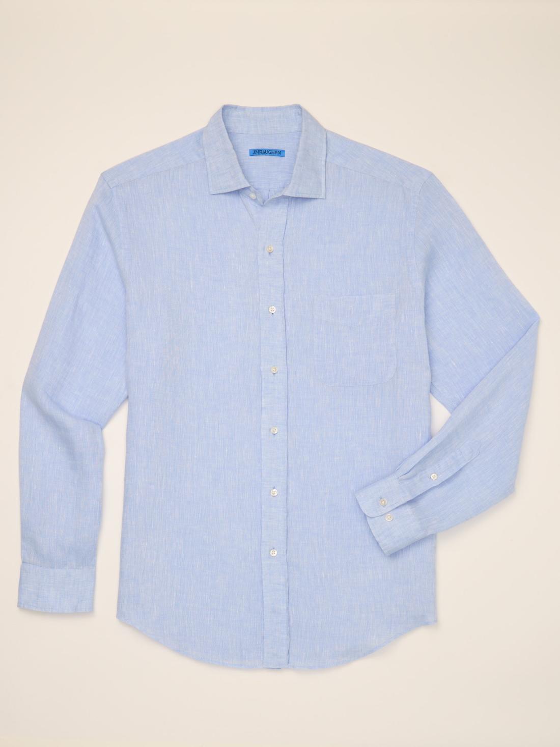 J.McLaughlin Gramercy Classic Fit Linen Shirt Light Denim Blue | Men Shirts