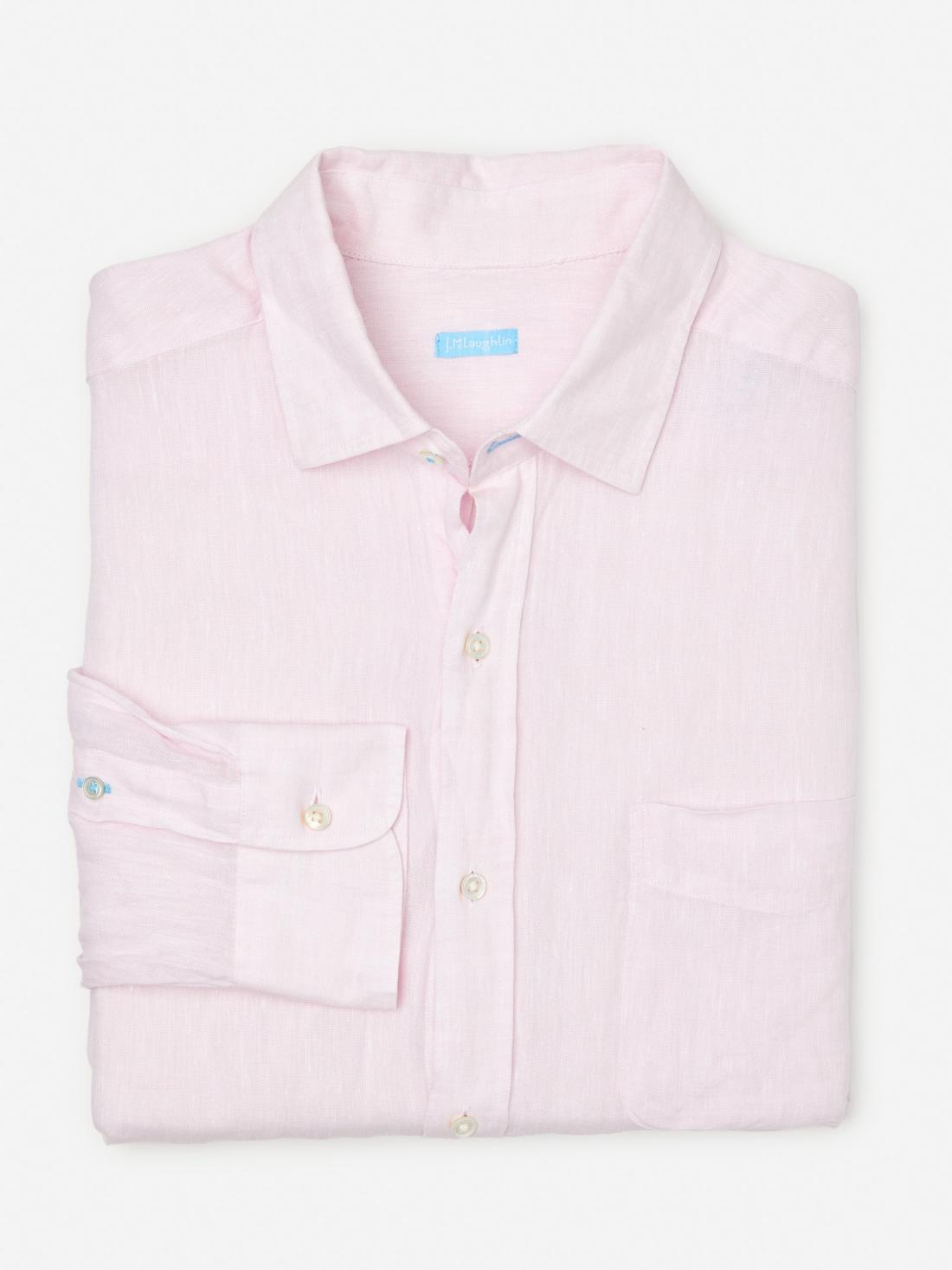 J.McLaughlin Gramercy Classic Fit Linen Shirt Light Pink | Men Shirts