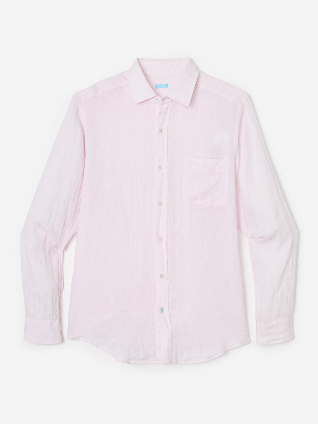 J.McLaughlin Gramercy Classic Fit Linen Shirt Light Pink | Men Shirts