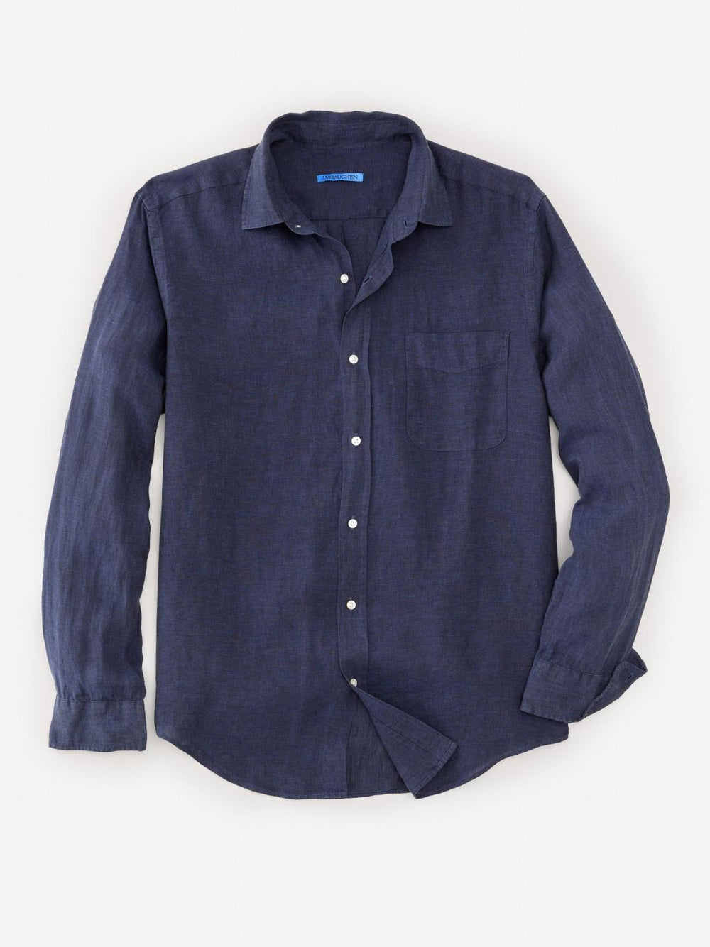J.McLaughlin Gramercy Classic Fit Linen Shirt Navy | Men Shirts