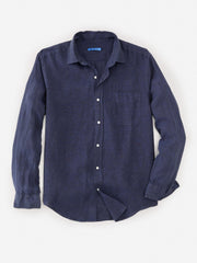 J.McLaughlin Gramercy Classic Fit Linen Shirt Navy | Men Shirts