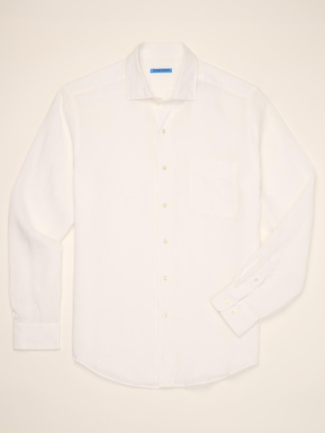 J.McLaughlin Gramercy Classic Fit Linen Shirt White | Men Shirts