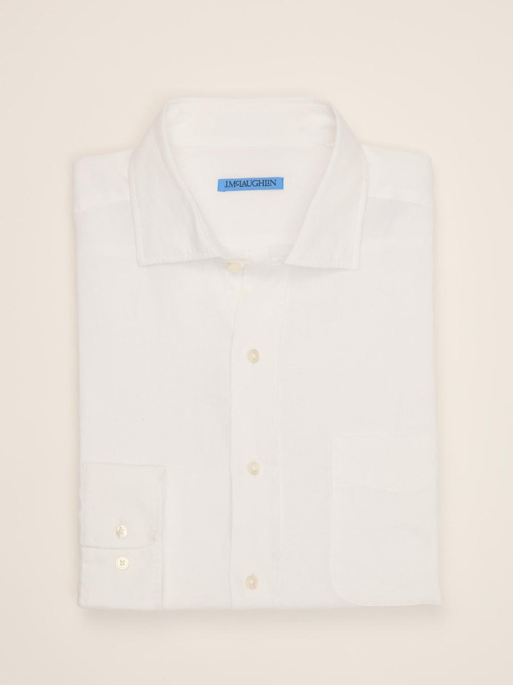 J.McLaughlin Gramercy Classic Fit Linen Shirt White | Men Shirts