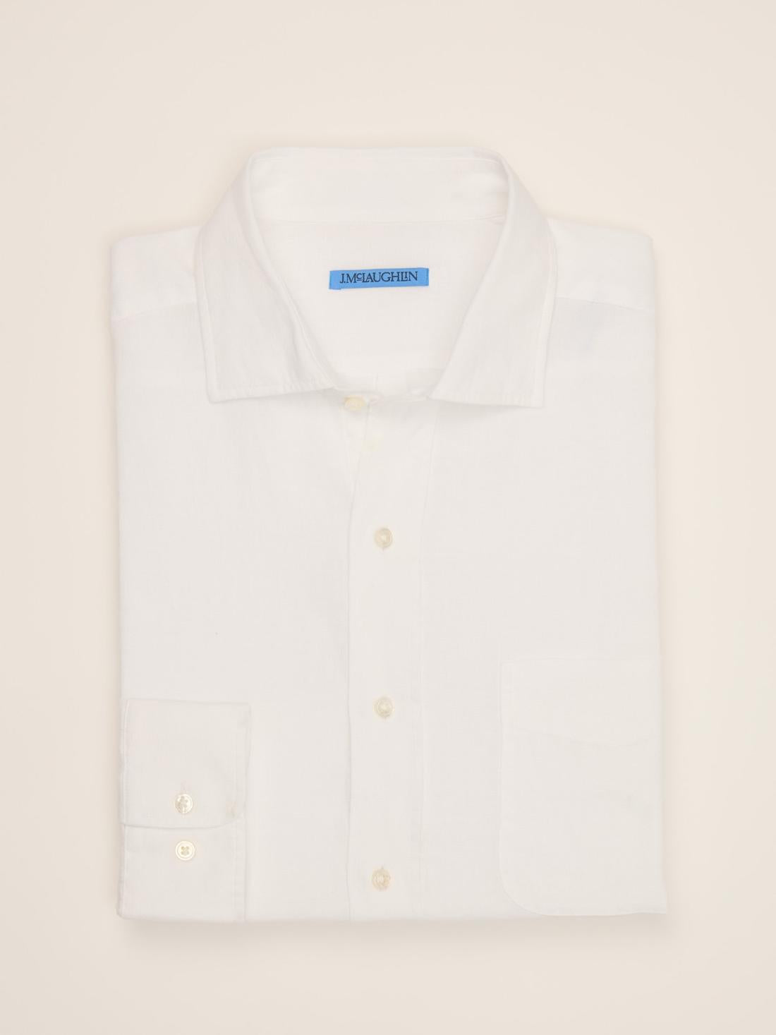J.McLaughlin Gramercy Classic Fit Linen Shirt White | Men Shirts