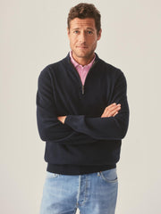 J.McLaughlin Henry Cashmere 1/4 Zip Dark Navy | Men/Women Sweaters