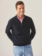 J.McLaughlin Henry Cashmere 1/4 Zip Dark Navy | Men/Women Sweaters