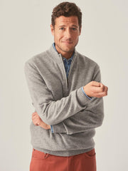 J.McLaughlin Henry Cashmere 1/4 Zip Pewter | Men/Women Sweaters
