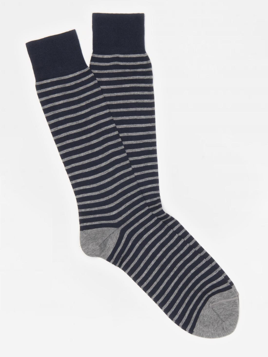 J.McLaughlin Horizontal Stripe Socks Navy/heather Grey | Men Socks