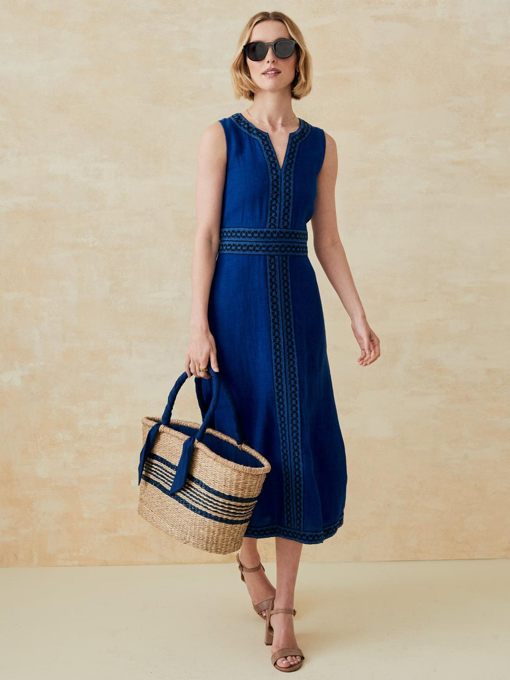 J.McLaughlin Izzy Linen Dress Denim Blue | Women Dresses