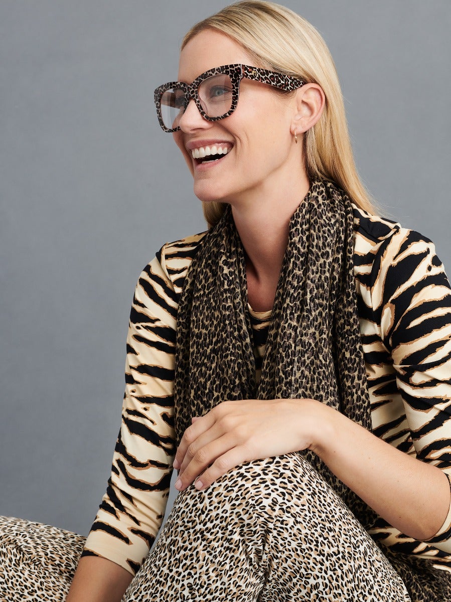 J.McLaughlin Jaden Readers In Leopard Dark Brown Leopard | Women Eyewear