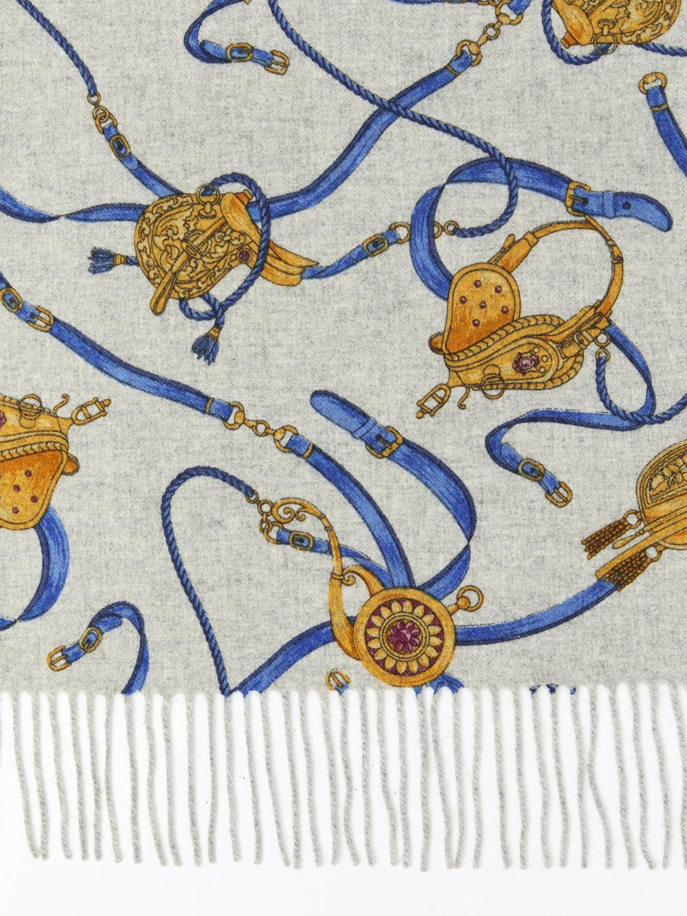 J.McLaughlin Jaipur Cashmere Scarf In Neo Scylla Heather Gray/royal Blue | Women Shoes &amp; Accessories