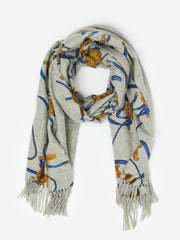 J.McLaughlin Jaipur Cashmere Scarf In Neo Scylla Heather Gray/royal Blue | Women Shoes &amp; Accessories