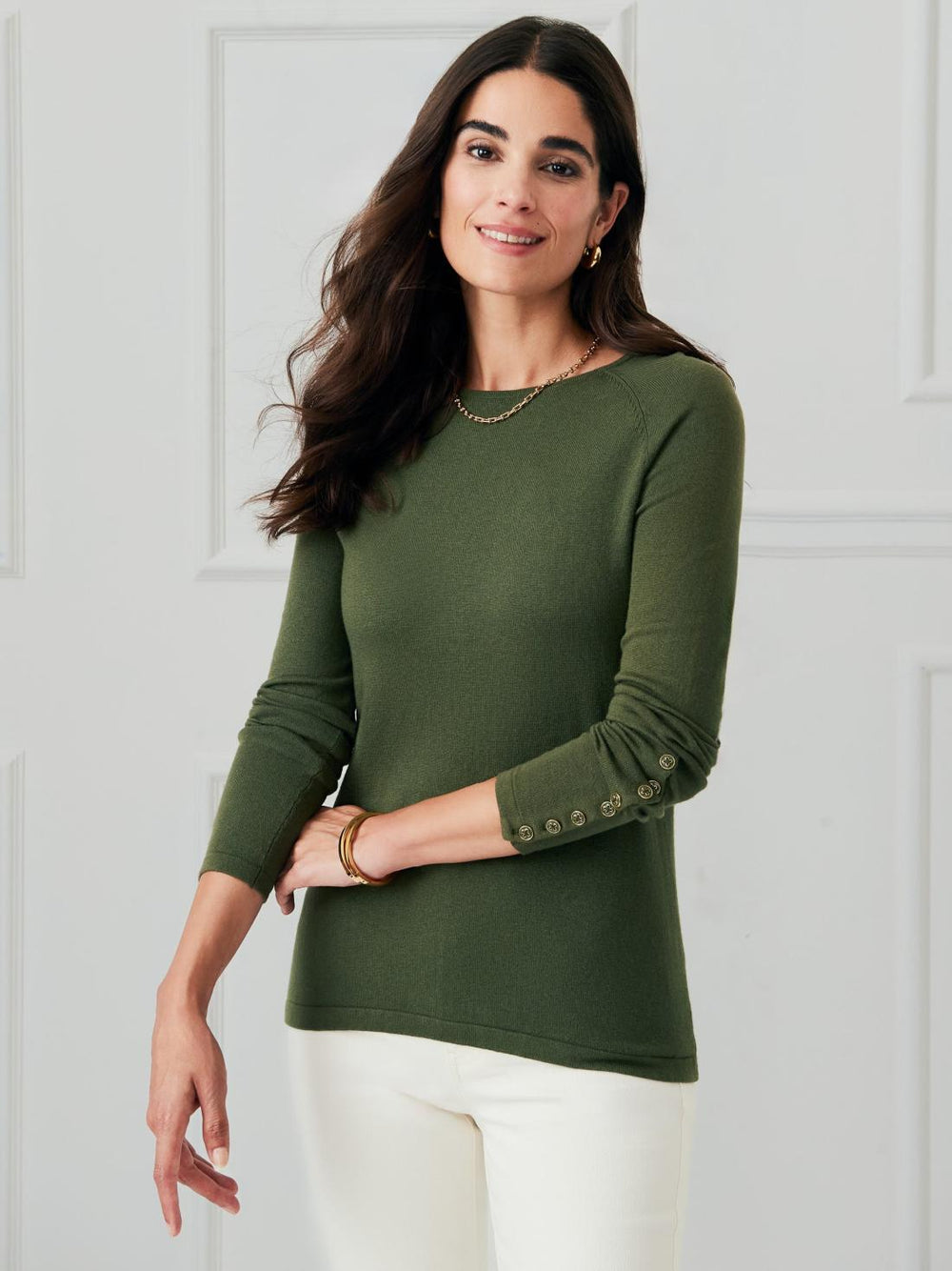 J.McLaughlin Jamey Sweater Olive Green | Women Sweaters
