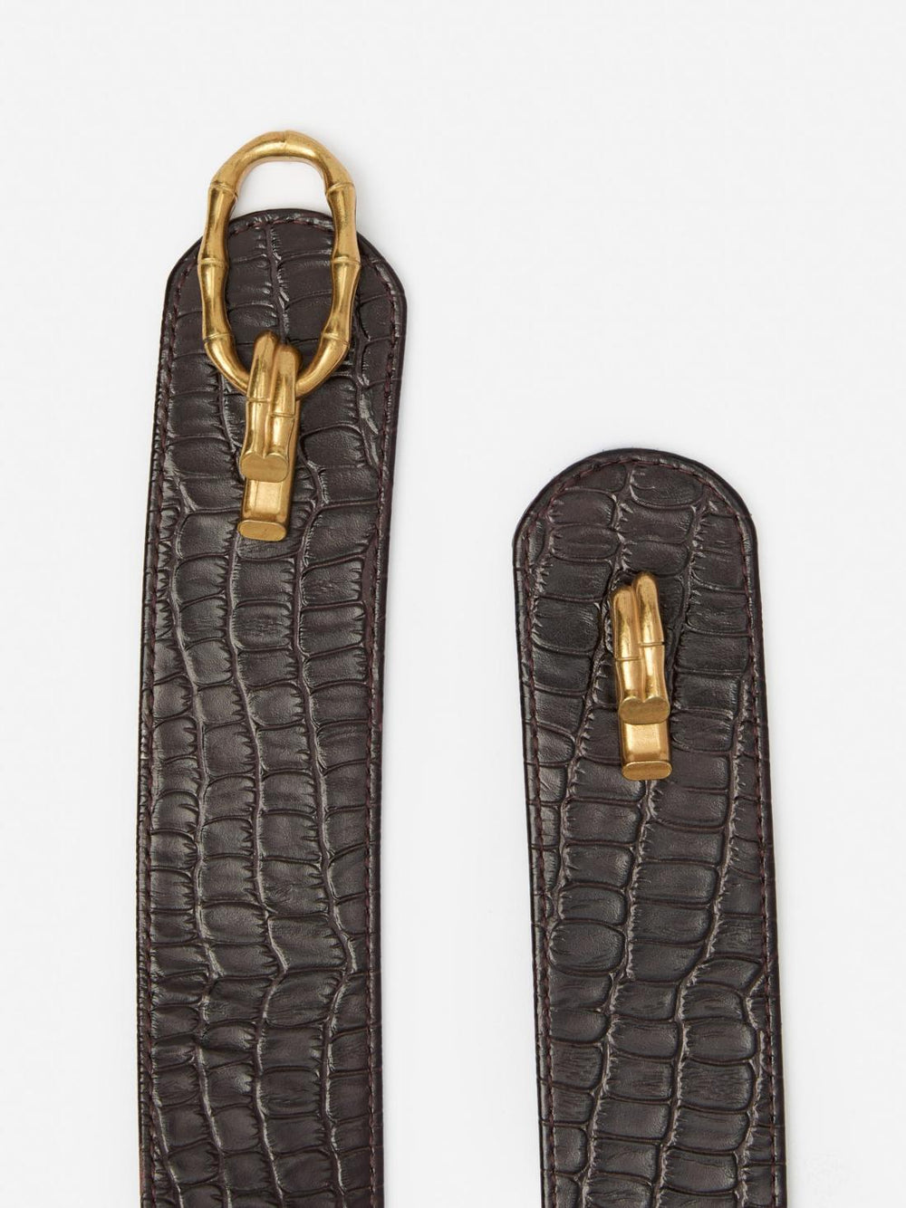 J.McLaughlin Jayna Leather Belt In Crocodile Dark Brown | Women Shoes &amp; Accessories